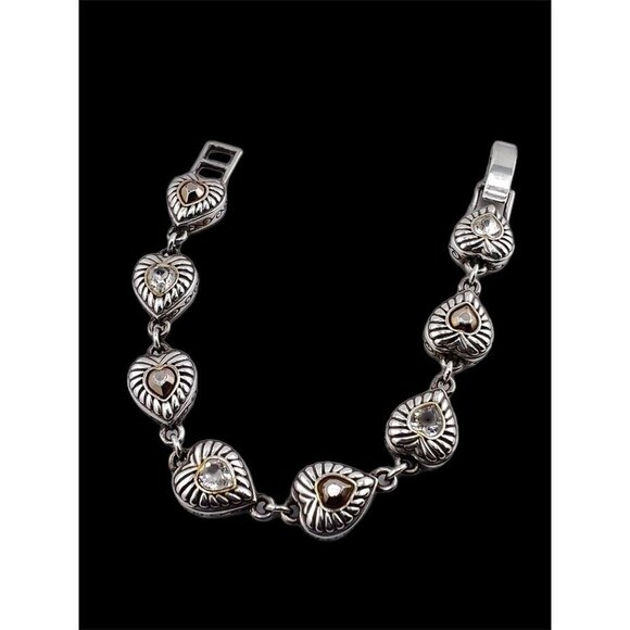 Brighton silver plated bracelet with crystals and hearts. - Picture 3 of 6